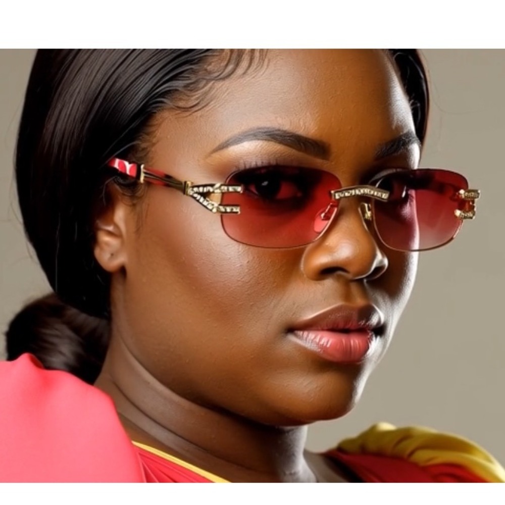 Red Oceanic Lens Sunglasses Women Gold Crystal Temples Fashion Eyewear Chic 2026